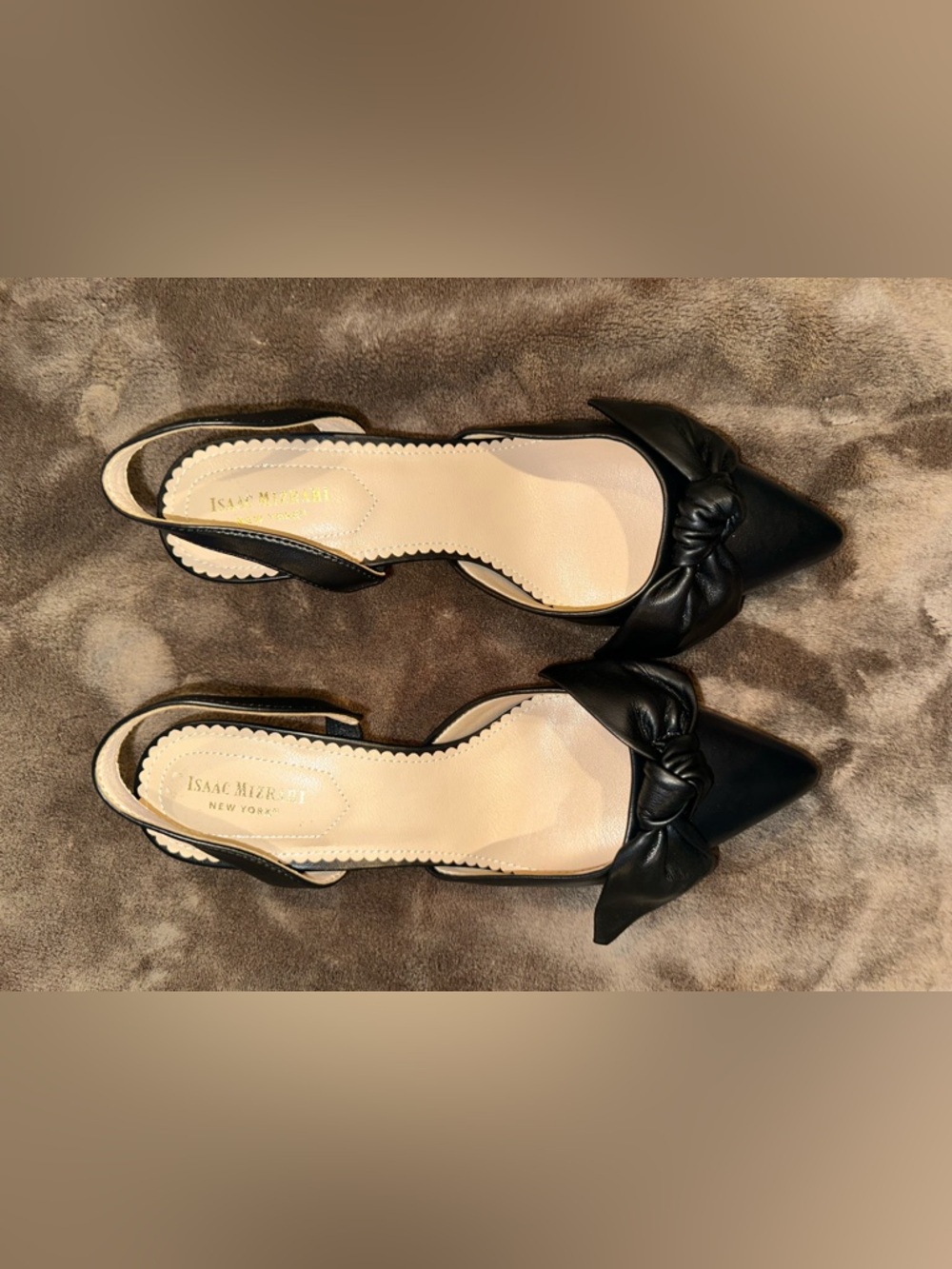 Isaac Mizrahi Black Knot Detail Slingback Kitten Heels